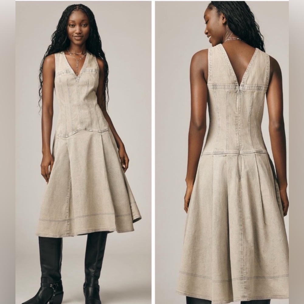 Anthropologie Pilcro Sleeveless V Neck Corset A Line Midi Dress XS
NEW with tags